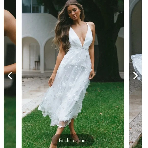 knee length dresses for ladies Cupid Tied Shoulder Embellished Midi Dress White main image 0